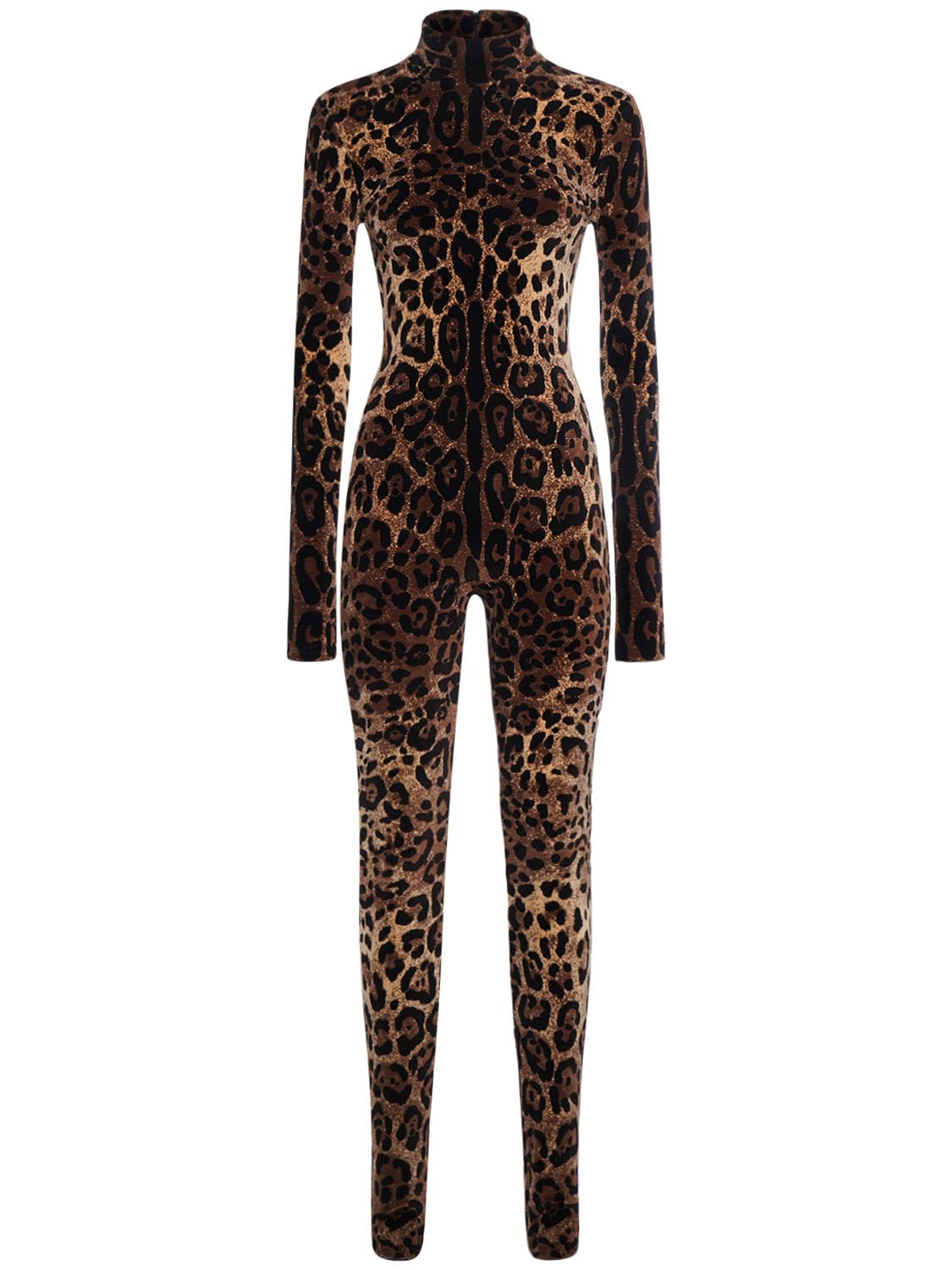 Image of Leopard Jacquard Chenille Jumpsuit
