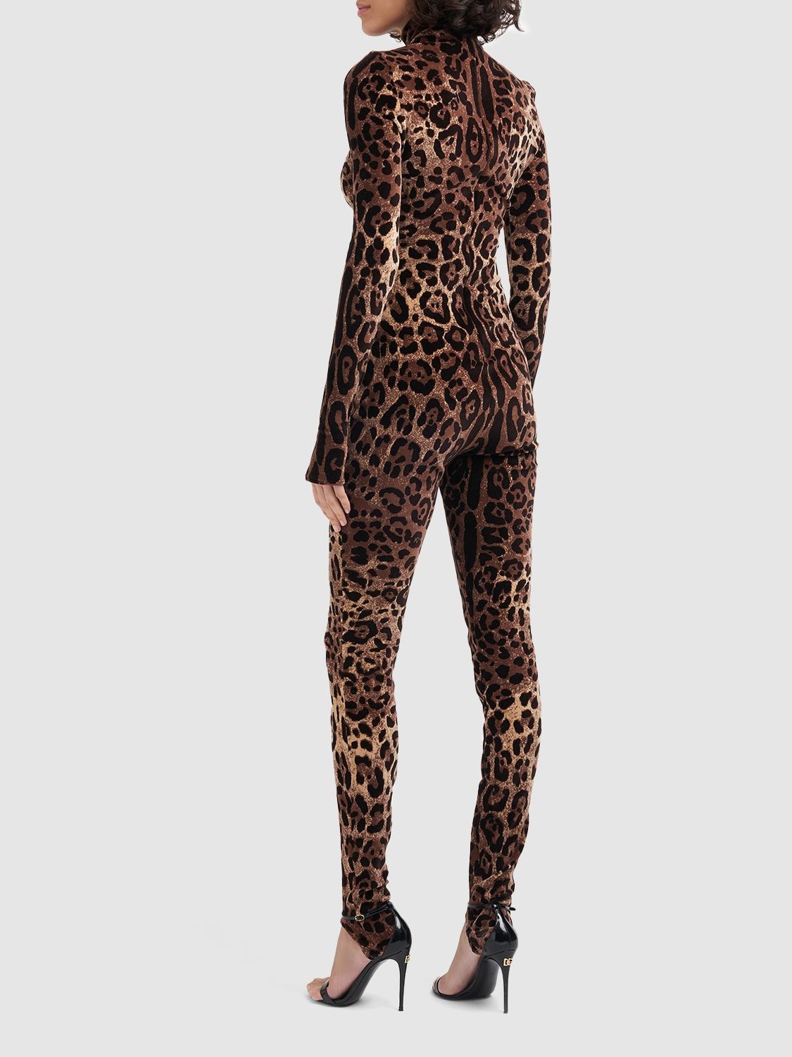 Shop Dolce & Gabbana Leopard Jacquard Chenille Jumpsuit In Multicolor