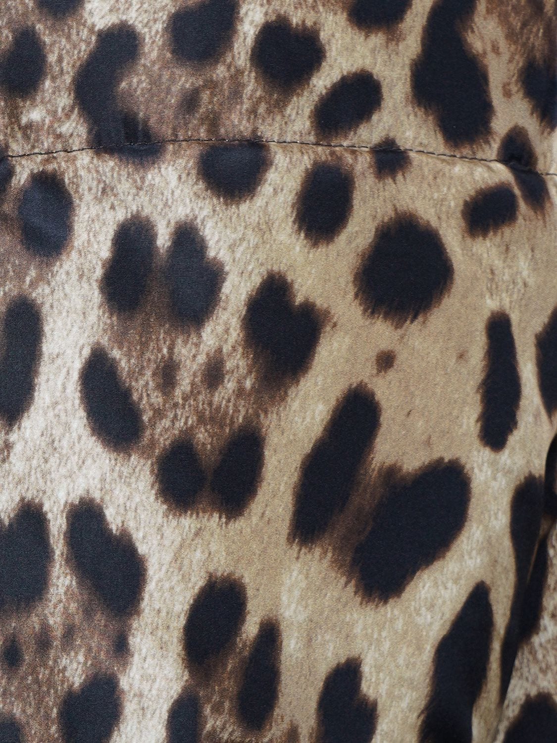 豹纹印花绸缎蓬松夹克