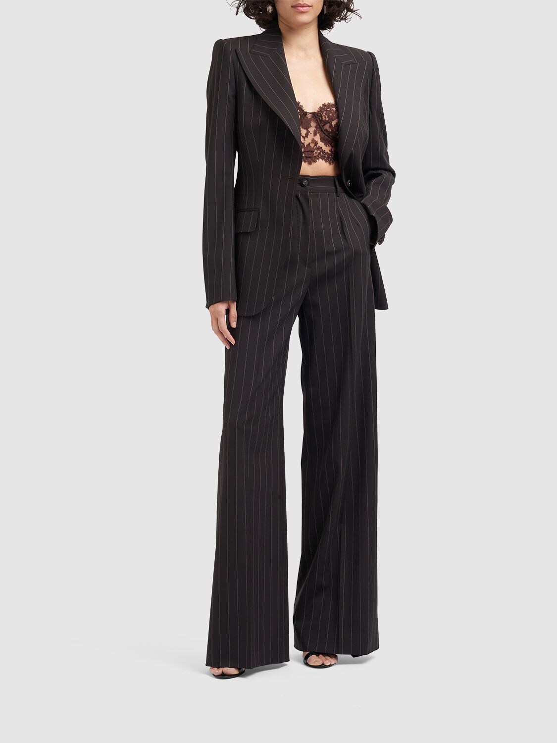 Shop Dolce & Gabbana Pinstripe Wool Jacket In Multicolor