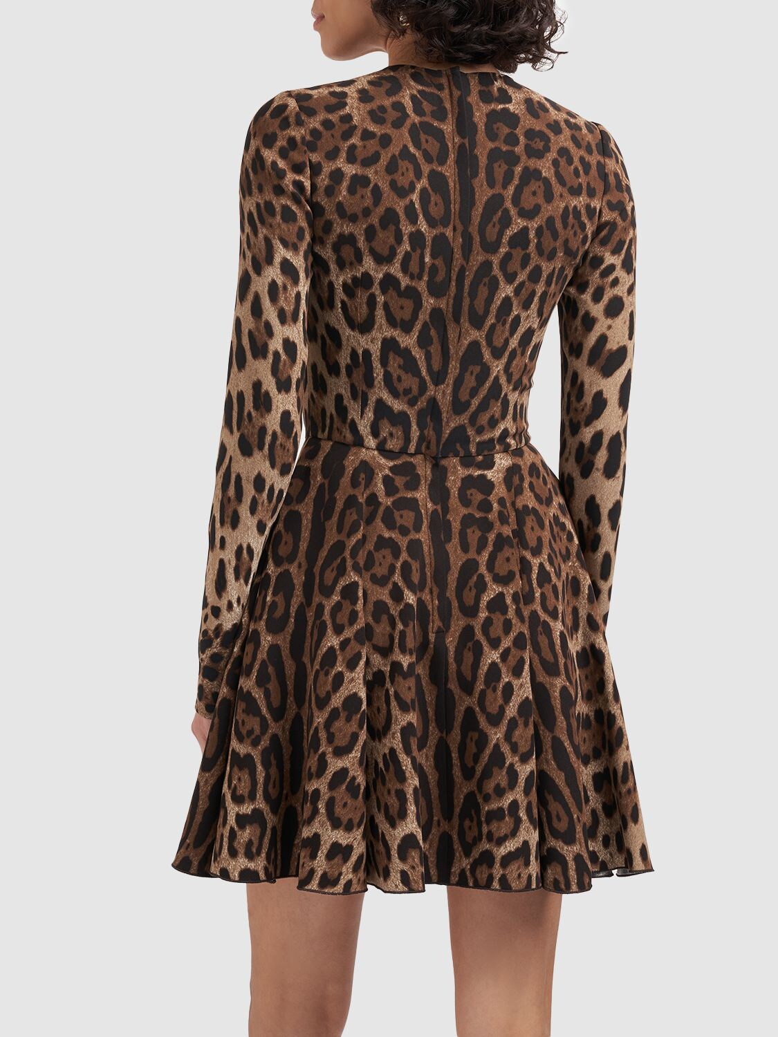 Shop Dolce & Gabbana Leopard Print Cady Mini Dress In Multicolor