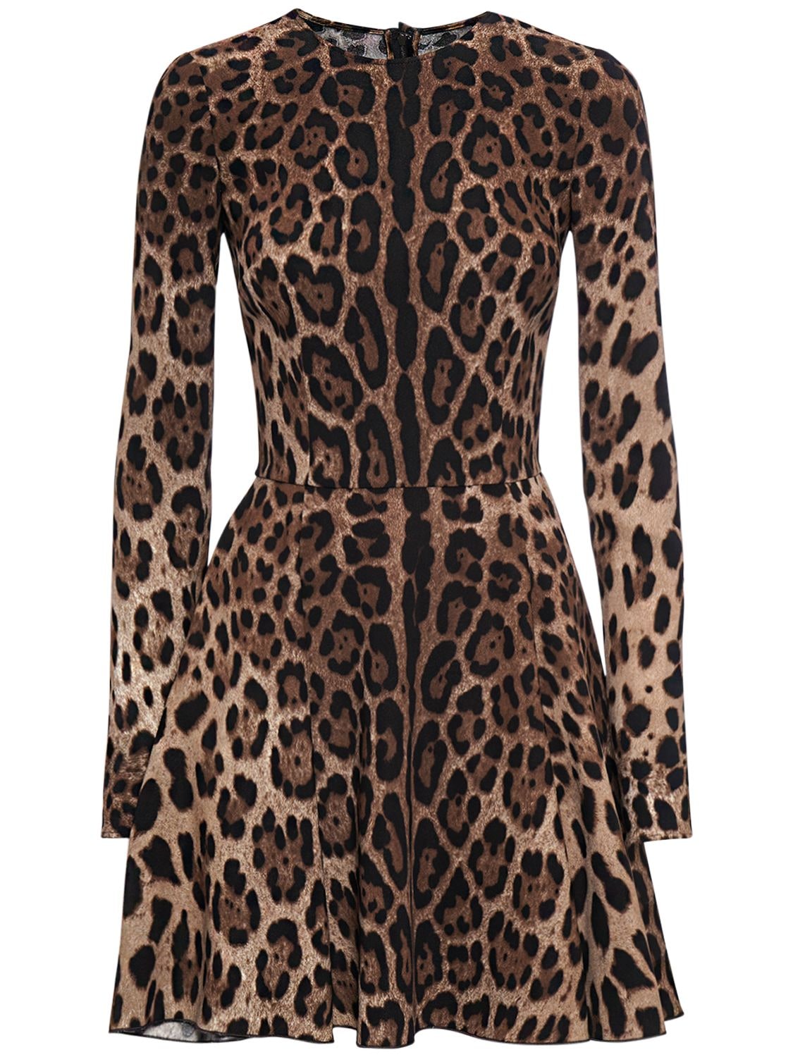Dolce & Gabbana Leopard Print Cady Mini Dress In Animal Print