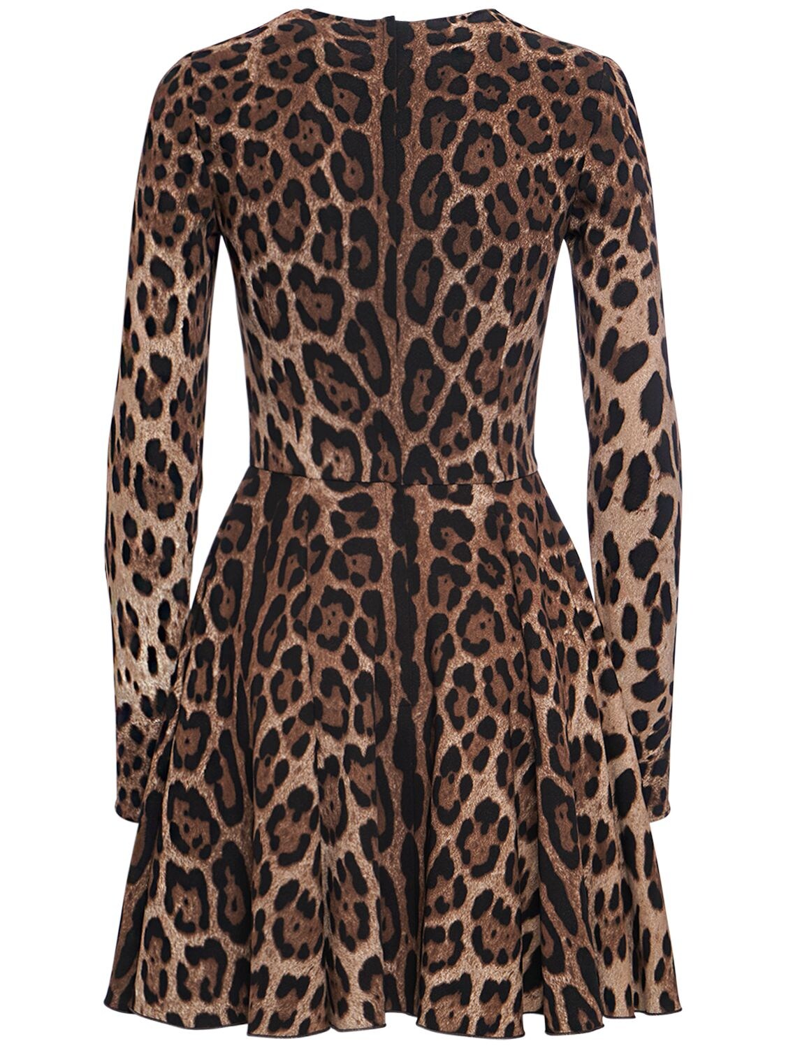 Shop Dolce & Gabbana Leopard Print Cady Mini Dress In Multicolor