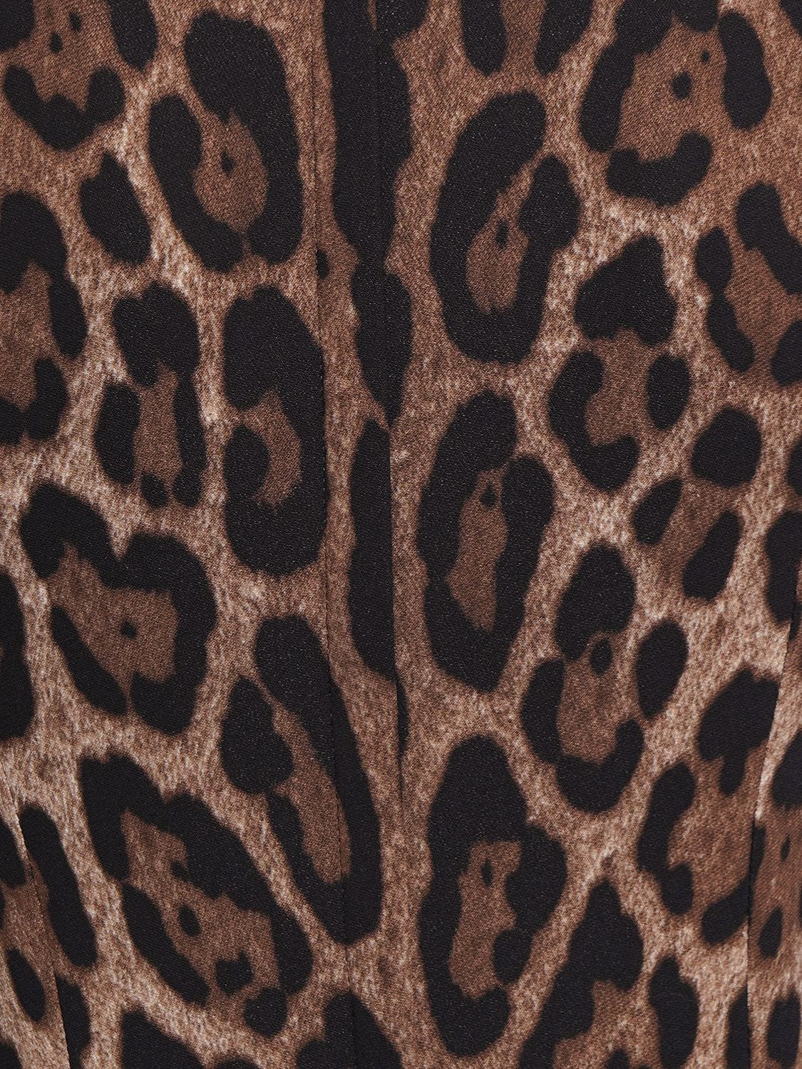 Shop Dolce & Gabbana Leopard Print Cady Mini Dress In Multicolor