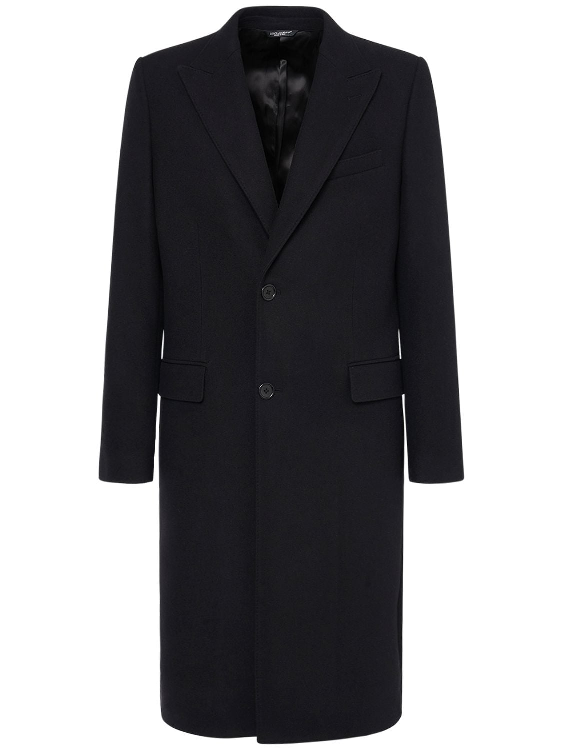 Shop Dolce & Gabbana Single Breasted Wool Coat In Black