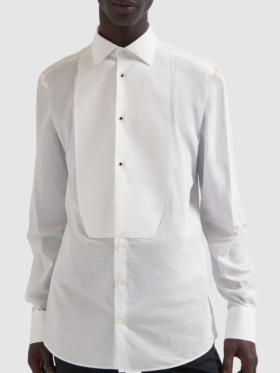 Shop Dolce & Gabbana Cotton Tuxedo Shirt In White