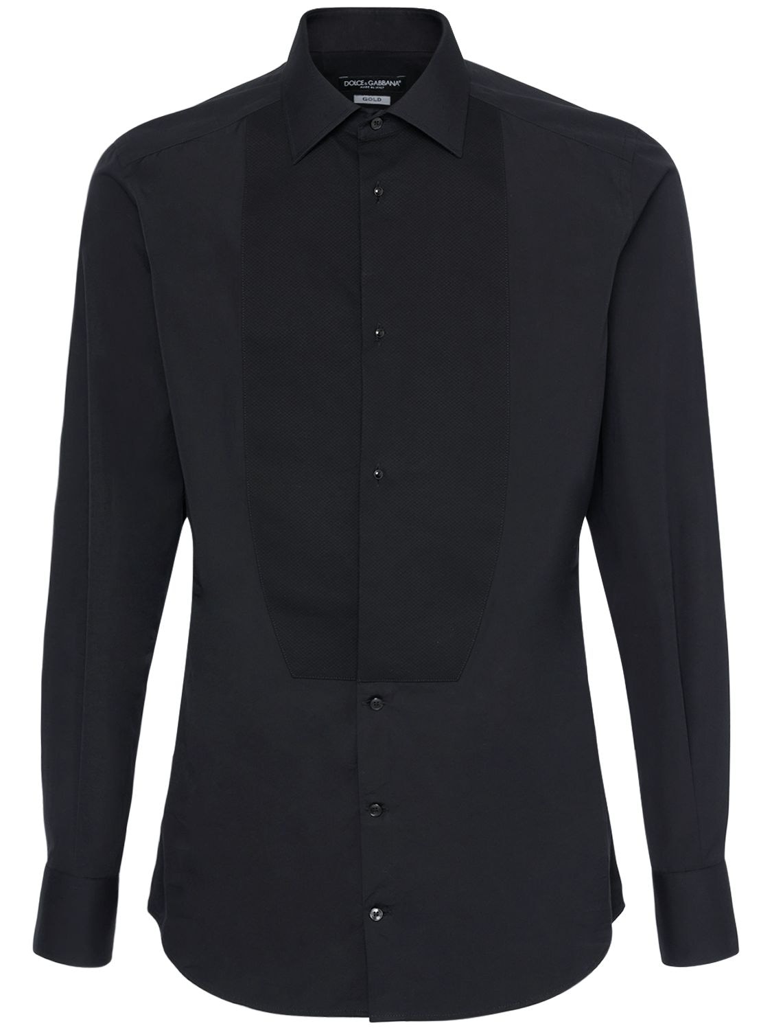 Dolce & Gabbana Cotton Tuxedo Shirt In Black