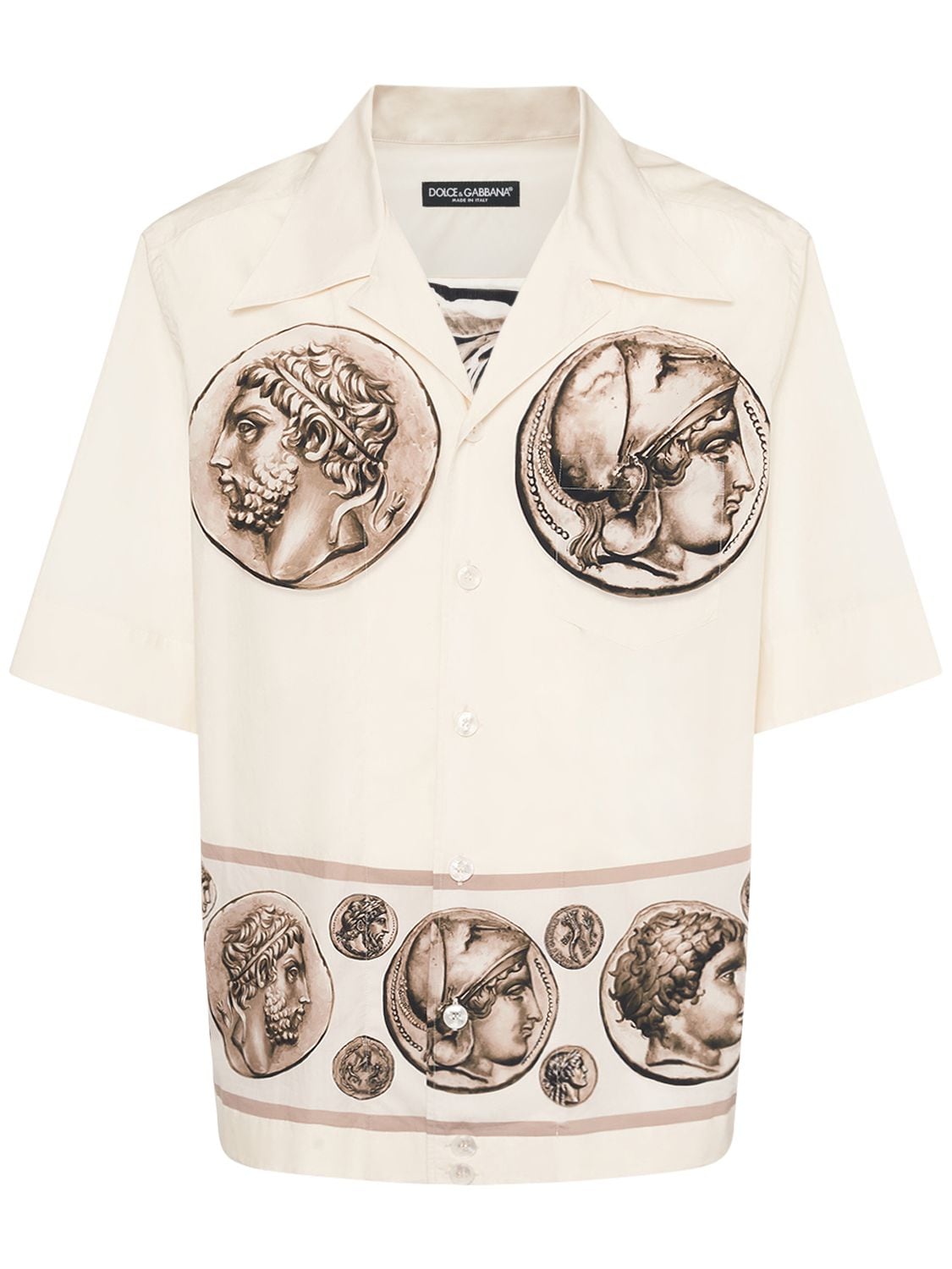 DOLCE GABBANA Ancient Coins Print Cotton Poplin Shirt for Men