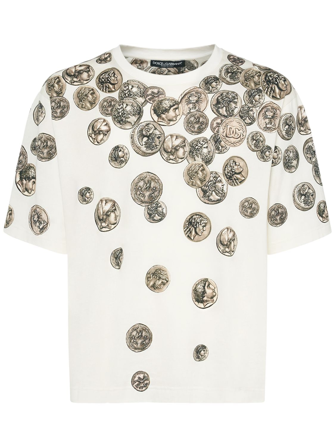 Shop Dolce & Gabbana Ancient Coins Printed Cotton T-shirt In White