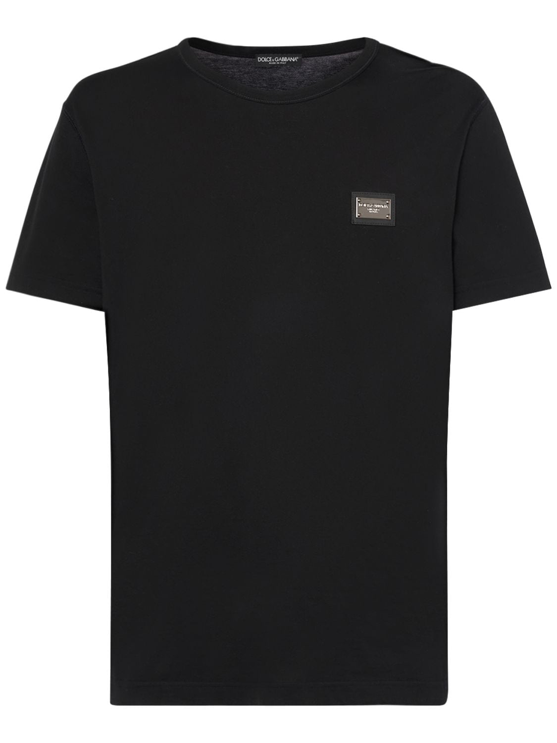 Dolce & Gabbana Logo Plaque Cotton Jersey T-shirt In Black