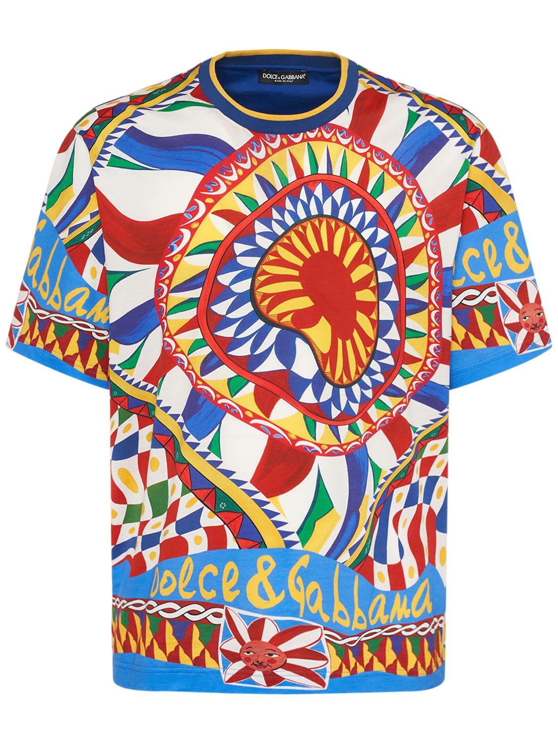 Shop Dolce & Gabbana Carretto Printed Cotton T-shirt In Multicolor