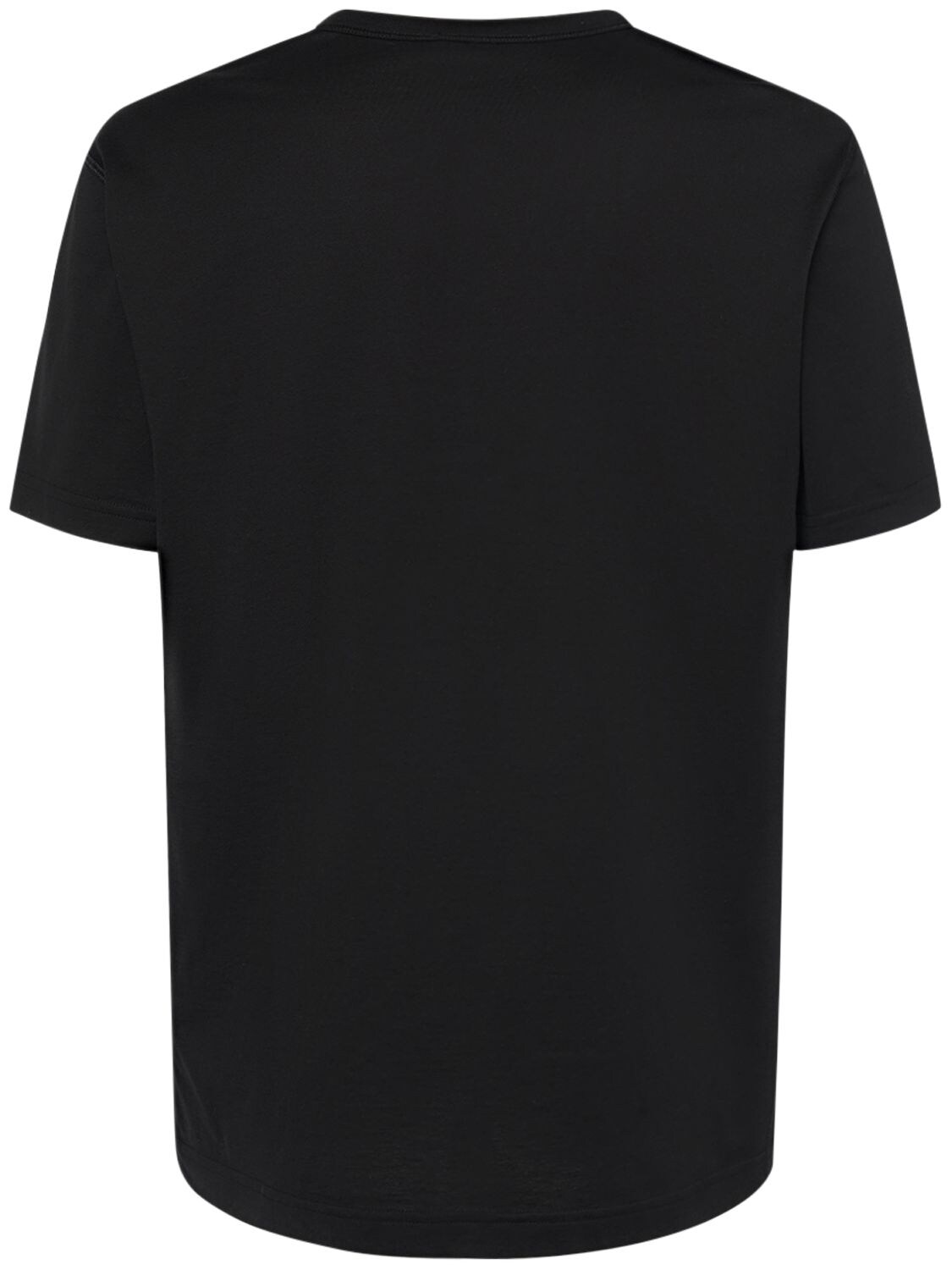 Shop Dolce & Gabbana Logo Plaque Cotton V-neck T-shirt In Black