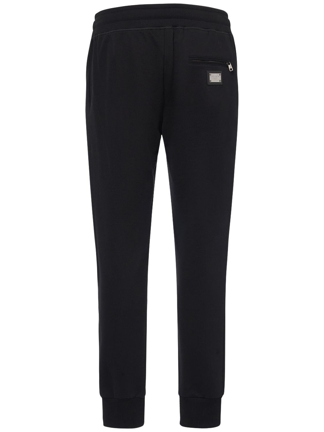 Shop Dolce & Gabbana Logo Plaque Cotton Jersey Jogging Pants In Black