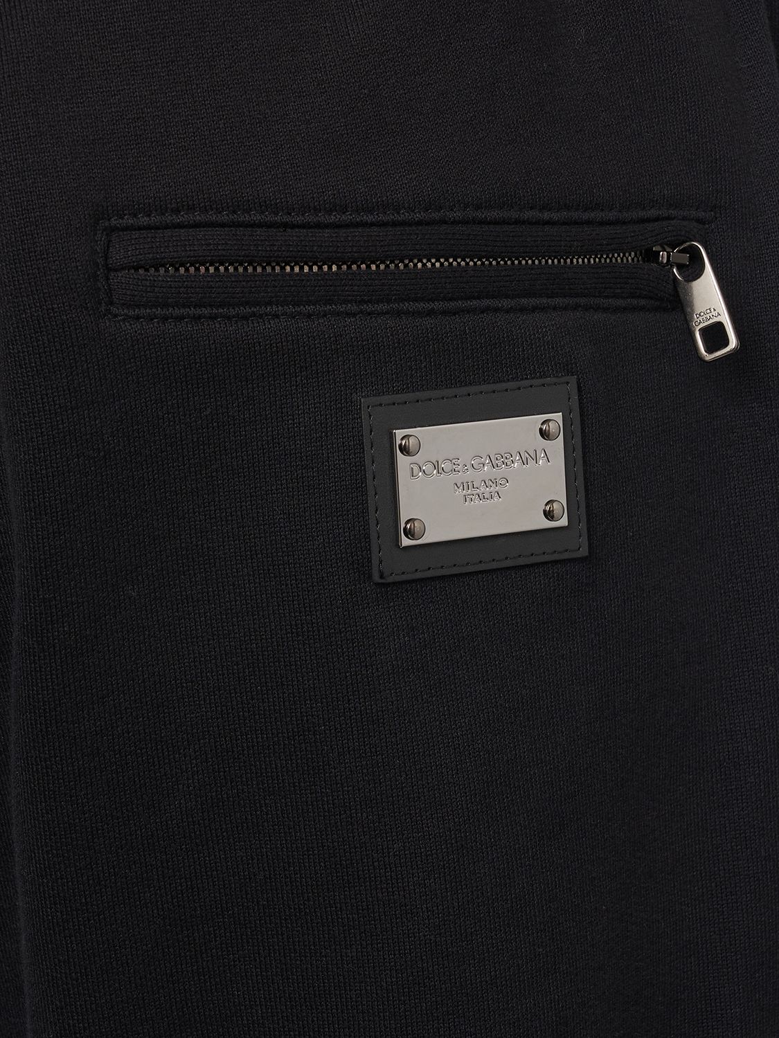 Shop Dolce & Gabbana Logo Plaque Cotton Jersey Jogging Pants In Black