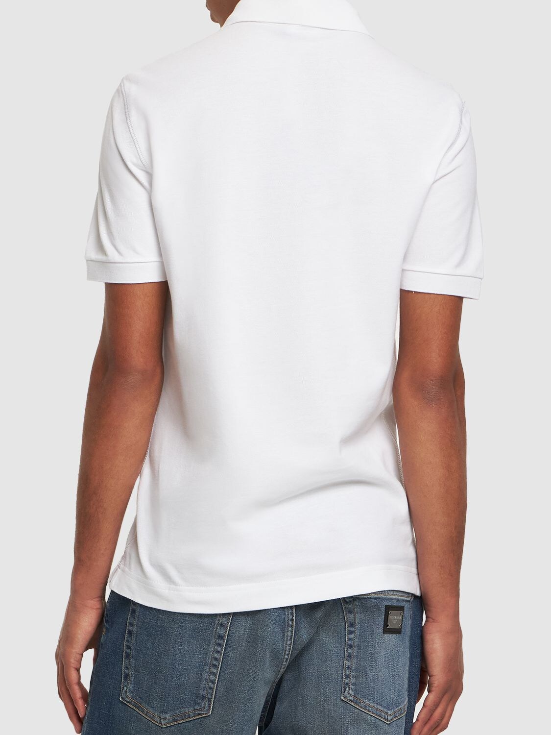 Shop Dolce & Gabbana Cotton Polo Shirt In White