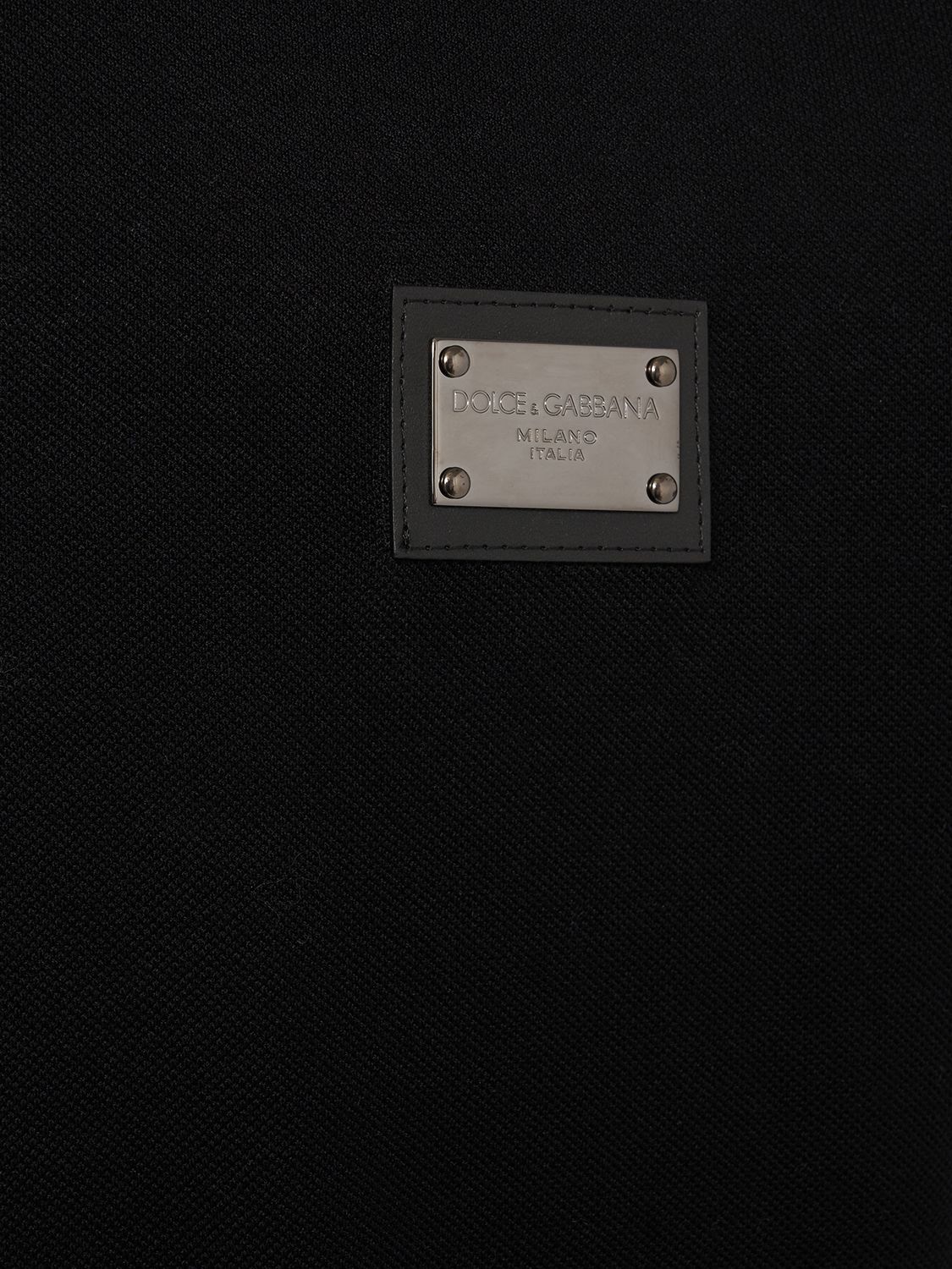 Shop Dolce & Gabbana Cotton Polo Shirt W/logo Plaque In Black