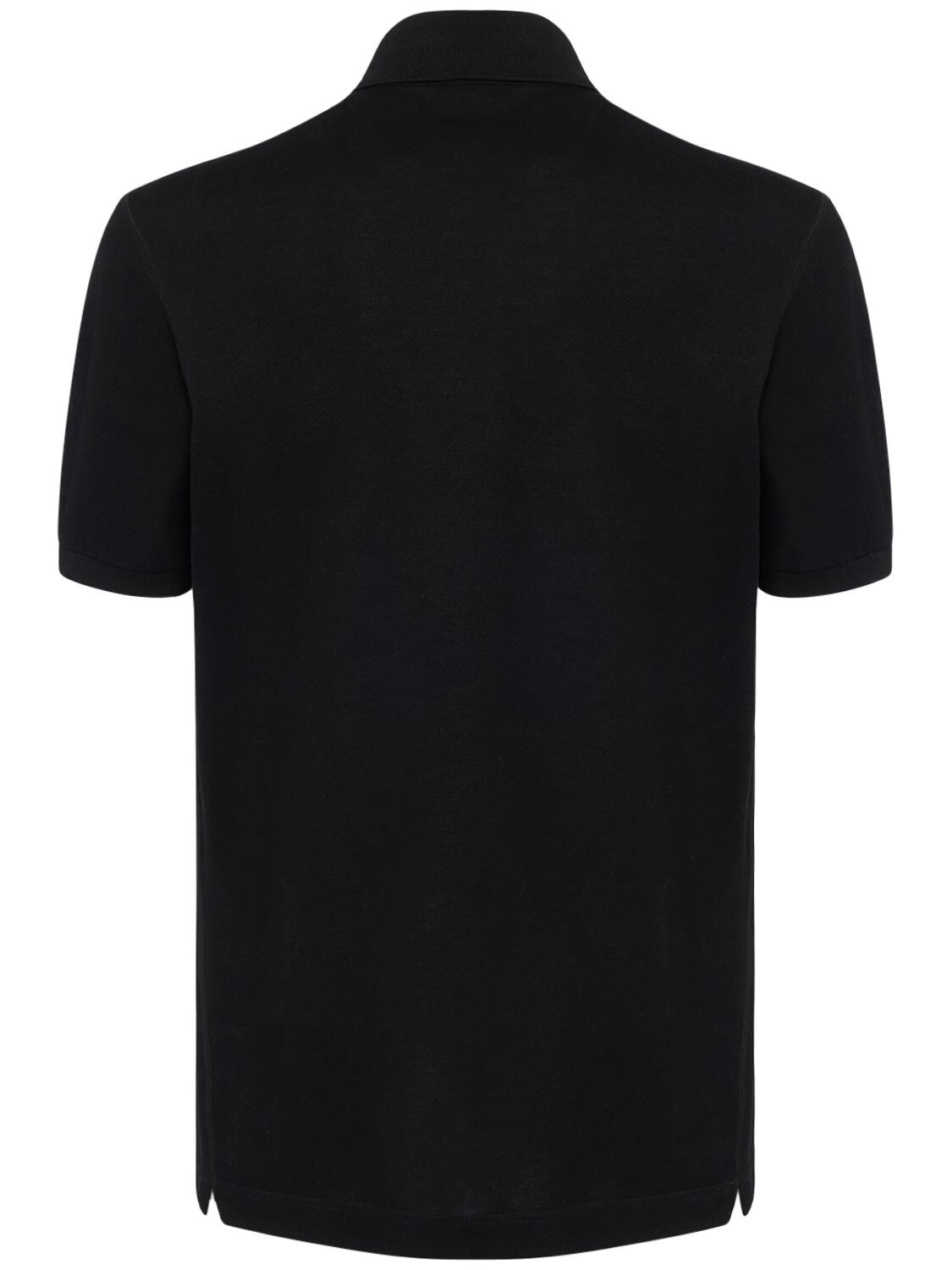 Shop Dolce & Gabbana Cotton Polo Shirt W/logo Plaque In Black