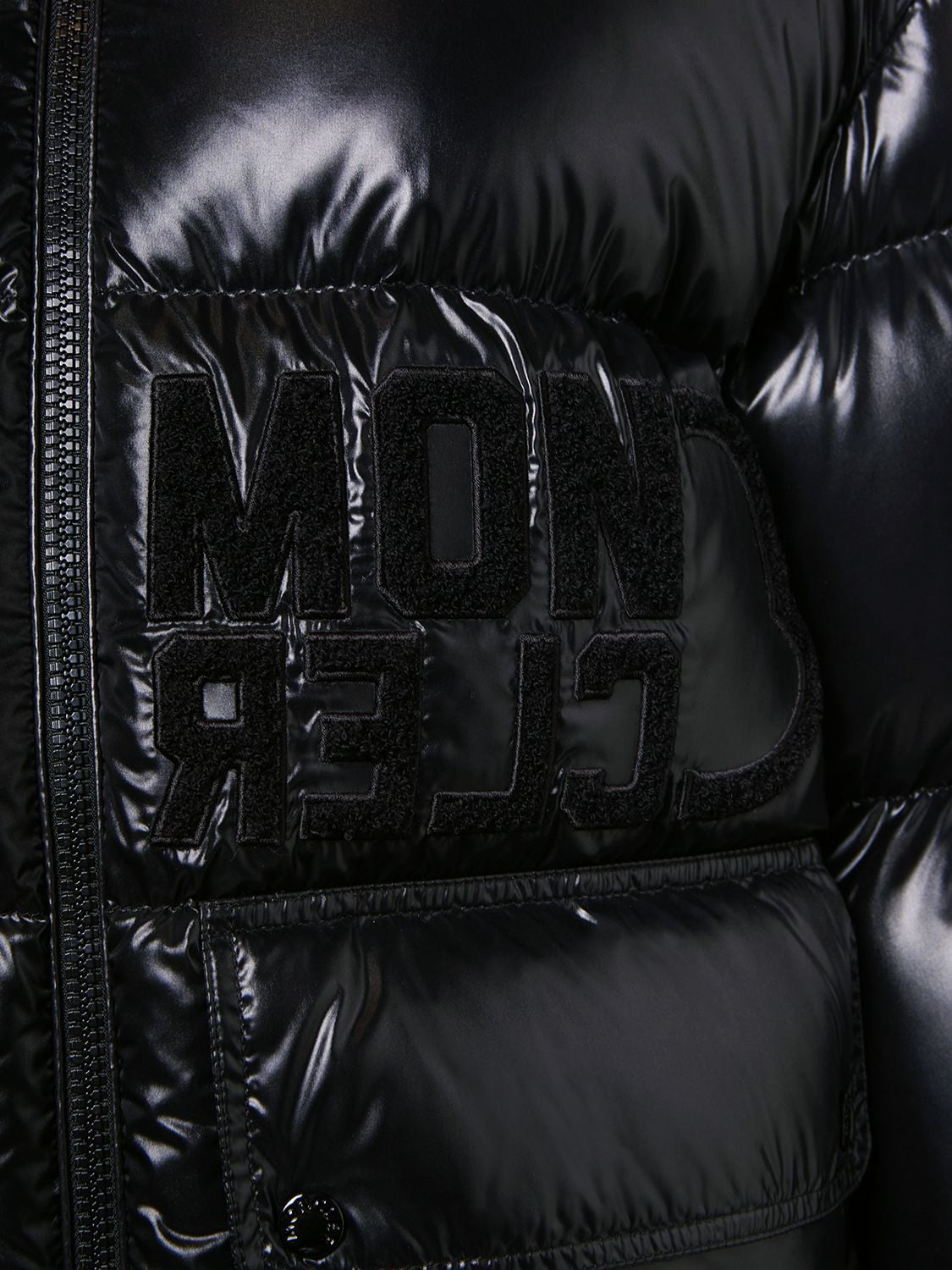 Shop Moncler Abbaye Nylon Down Jacket In Black