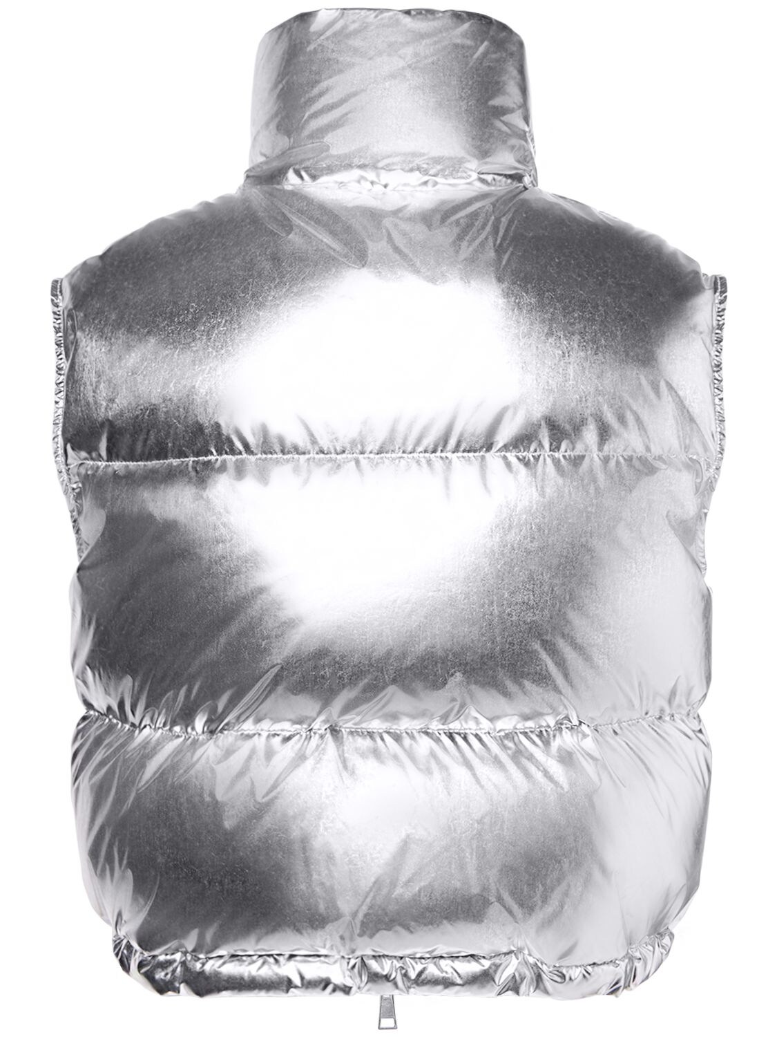 Shop Moncler Blavet Mirror Coated Nylon Down Vest In Silver
