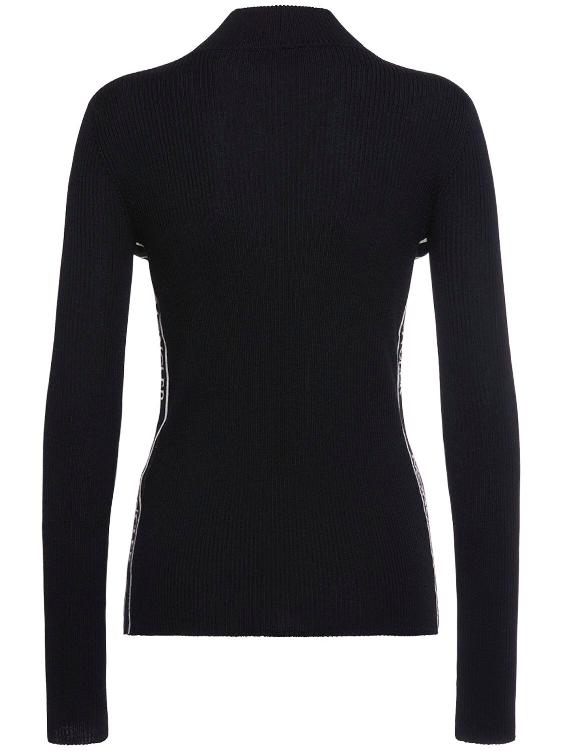 Shop Moncler Ciclista Ultra Fine Wool Knit Sweater In Dark Grey