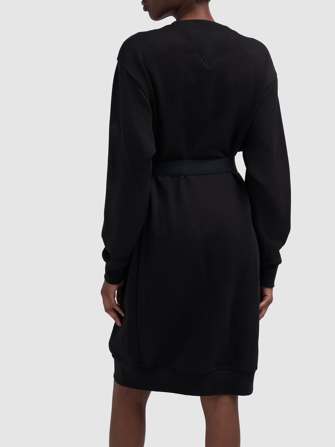 Shop Moncler Cotton Sweat Dress In Black
