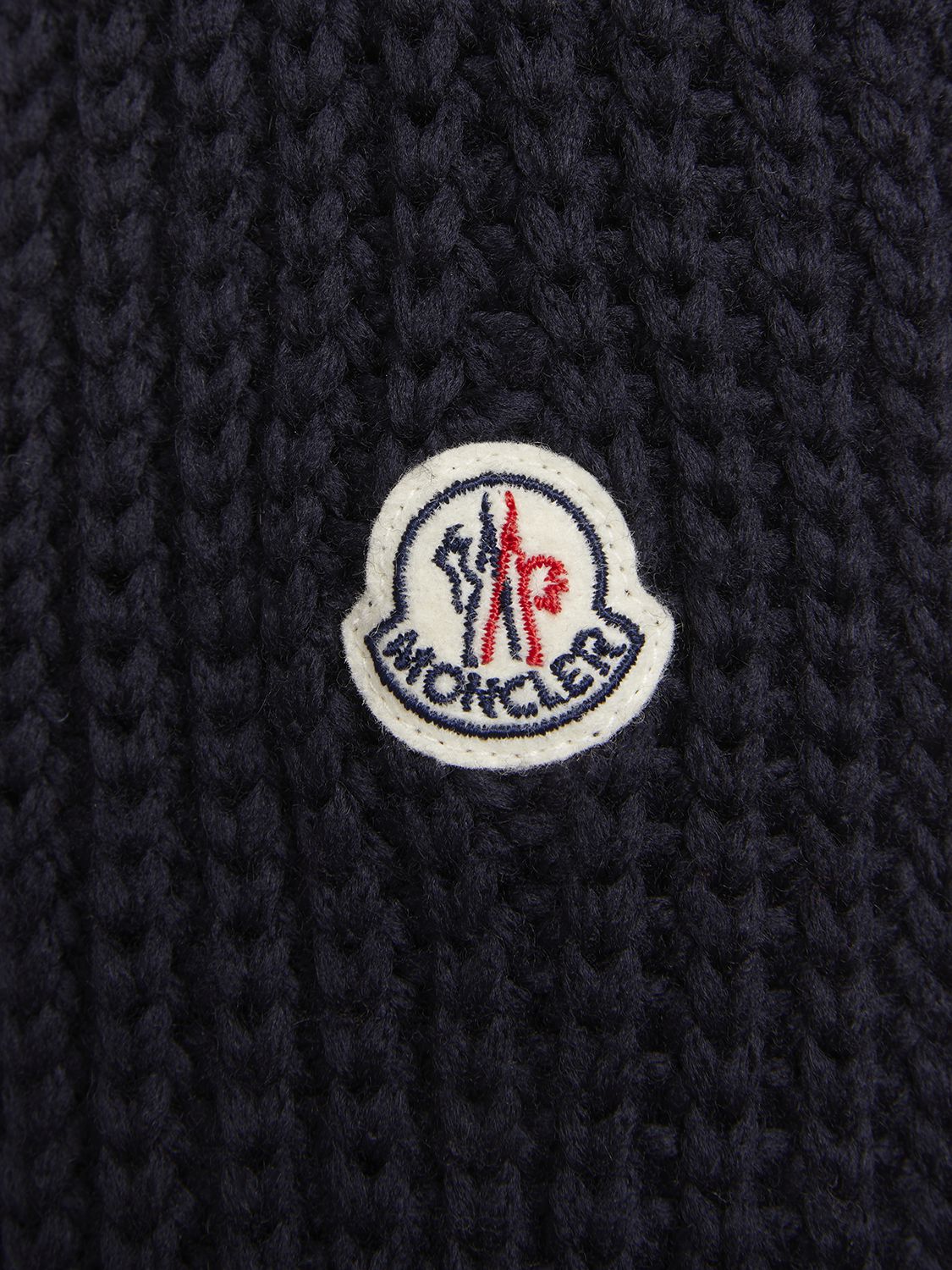 Shop Moncler Tricot Wool Blend Cardigan In Dunkelblau