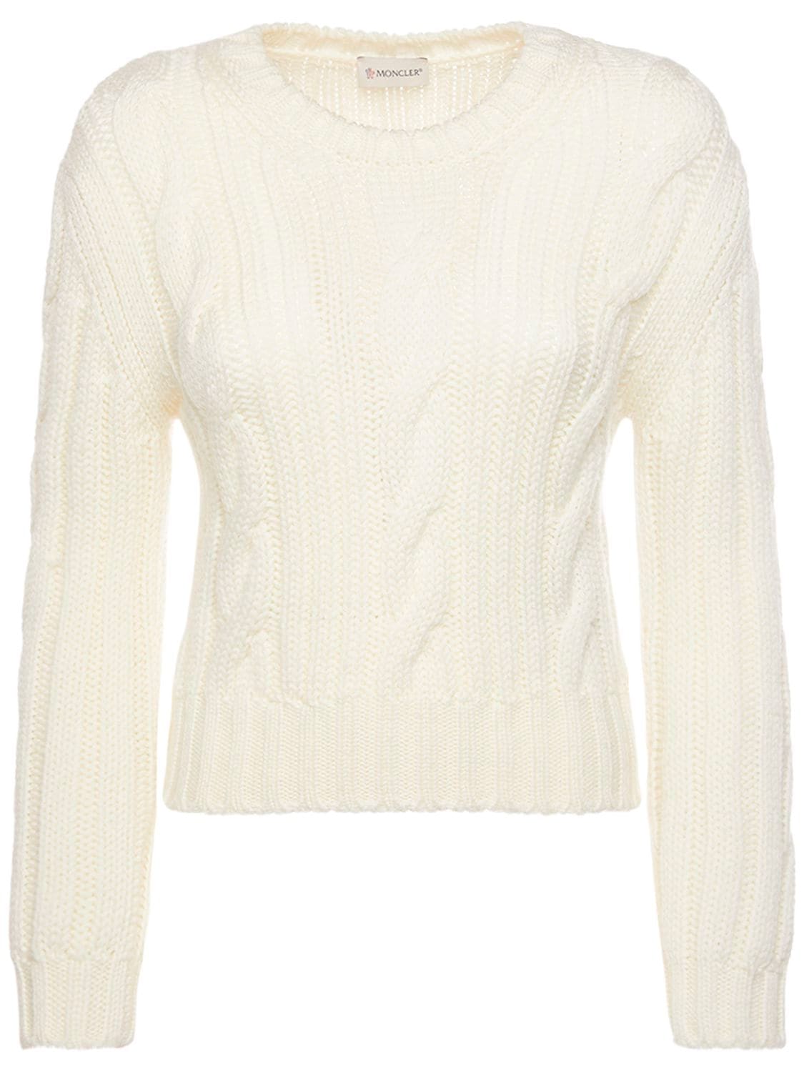 Moncler Tricot Wool Crewneck Sweater In Natural