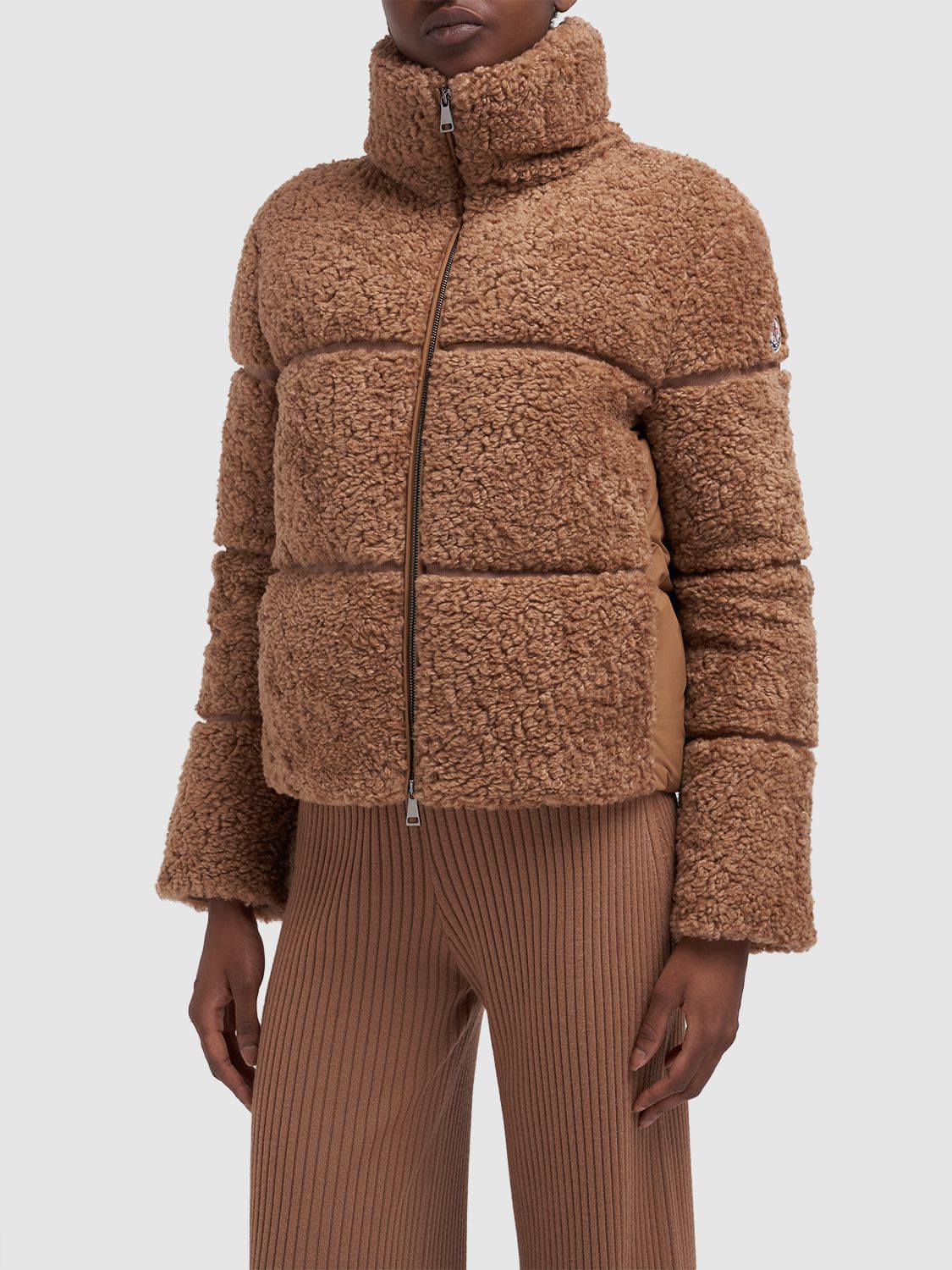 Shop Moncler Segura Tech Down Jacket In Camel