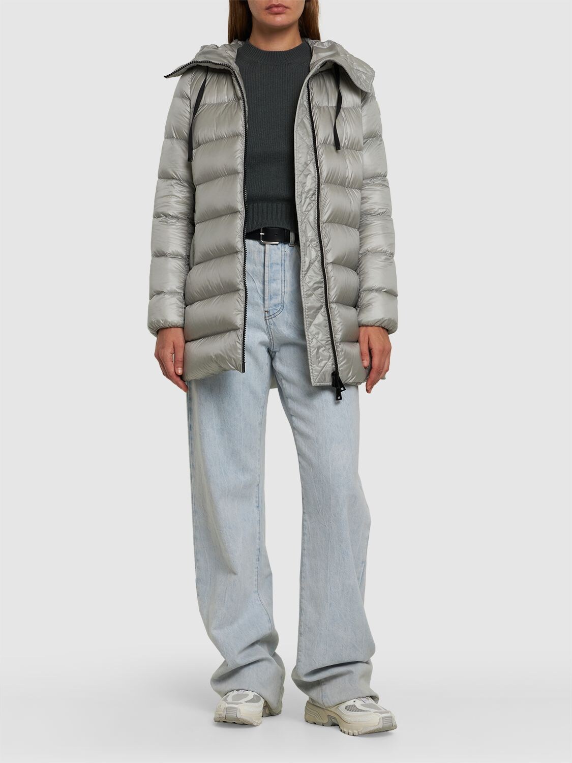 Shop Moncler Suyen Nylon Down Jacket In Grey