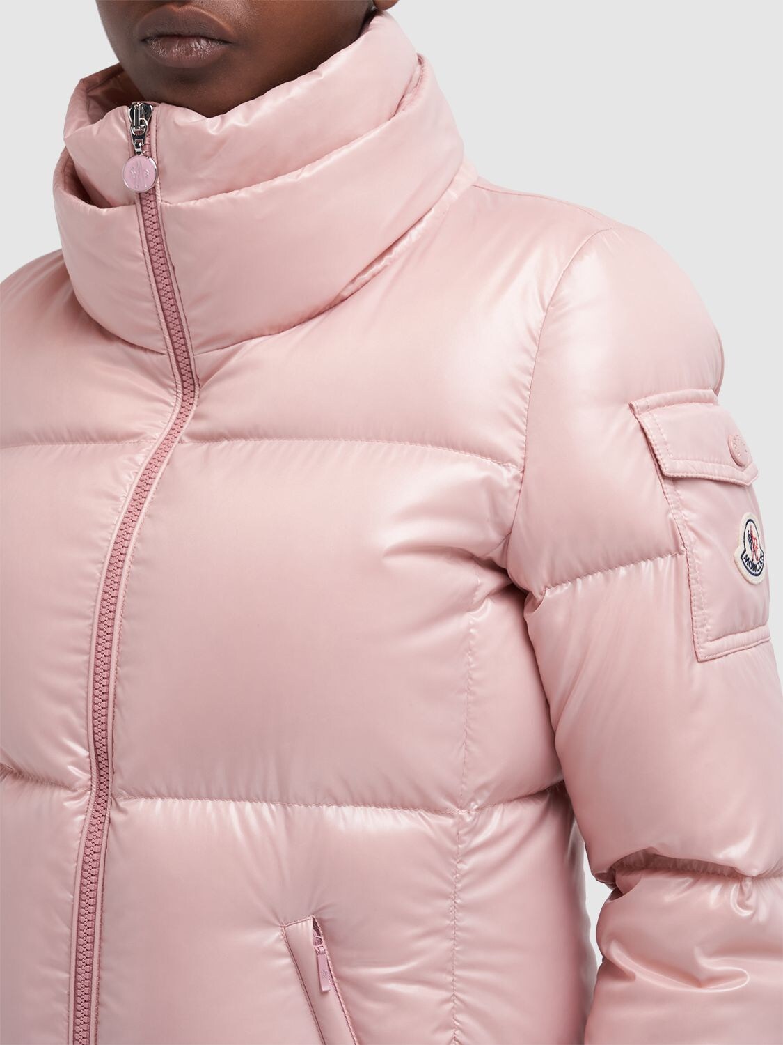 Shop Moncler Vistule Nylon Down Jacket In Open Pink