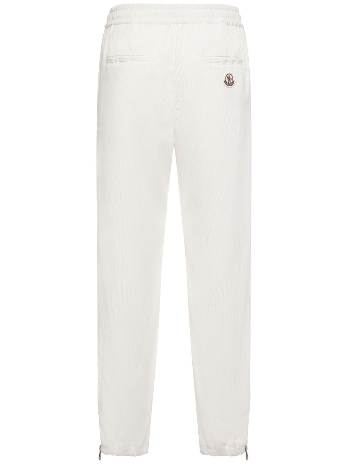 Shop Moncler Nylon Blend Jogging Pants In White,mid Grey