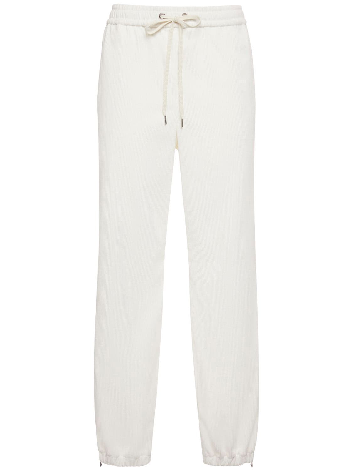 Moncler Tech Sweat Pants In White,mid Grey