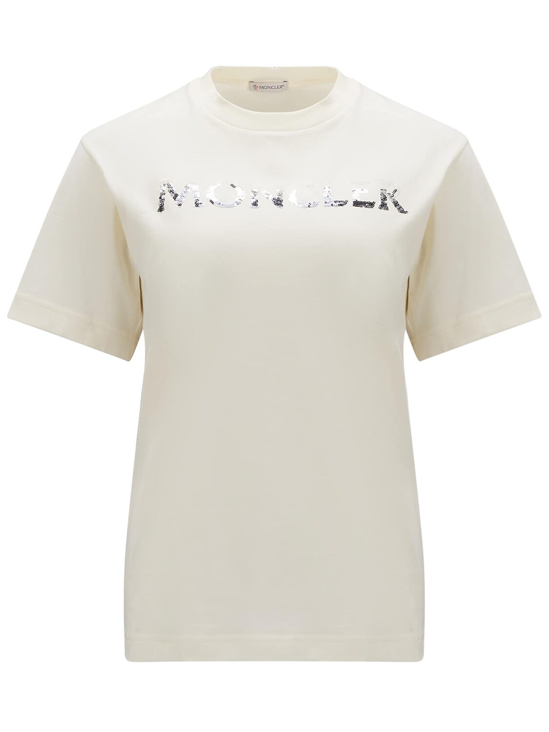 Moncler Logo Cotton Jersey T-shirt In Natural