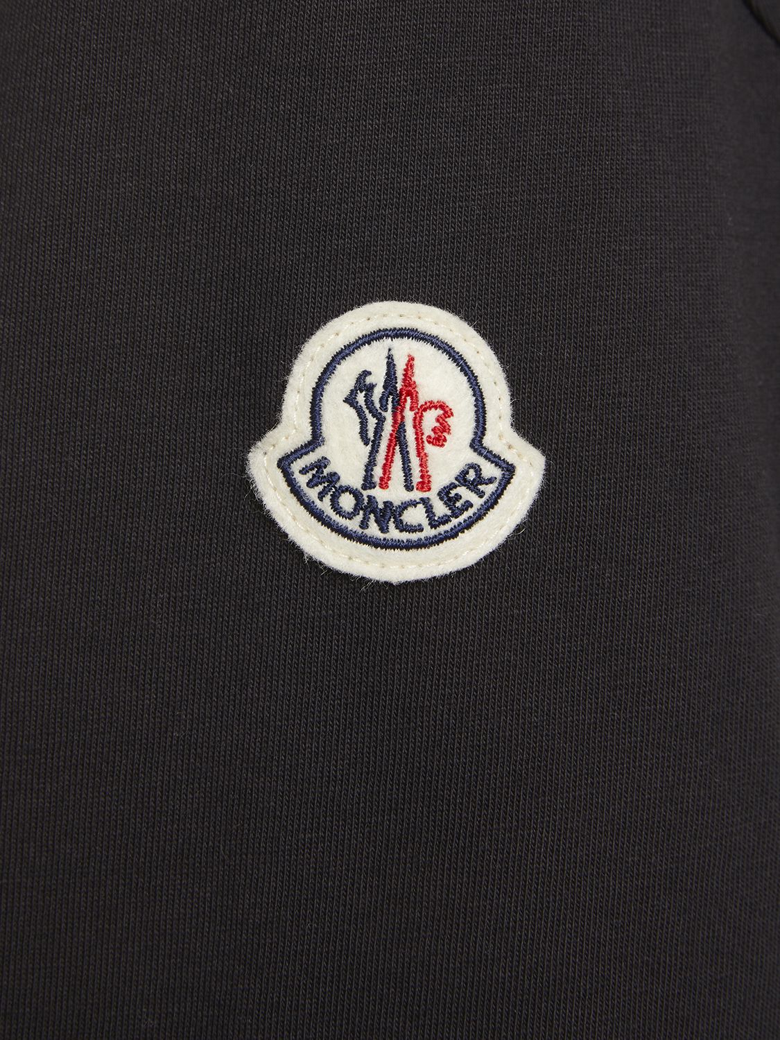 Shop Moncler Cotton Jersey Long Sleeve T-shirt In Black