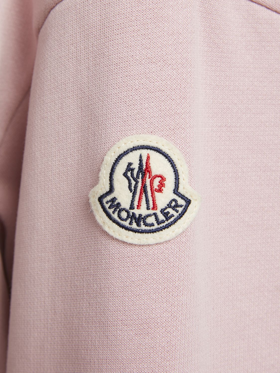 Shop Moncler Logo Cotton Blend Hoodie In Pastel Pink