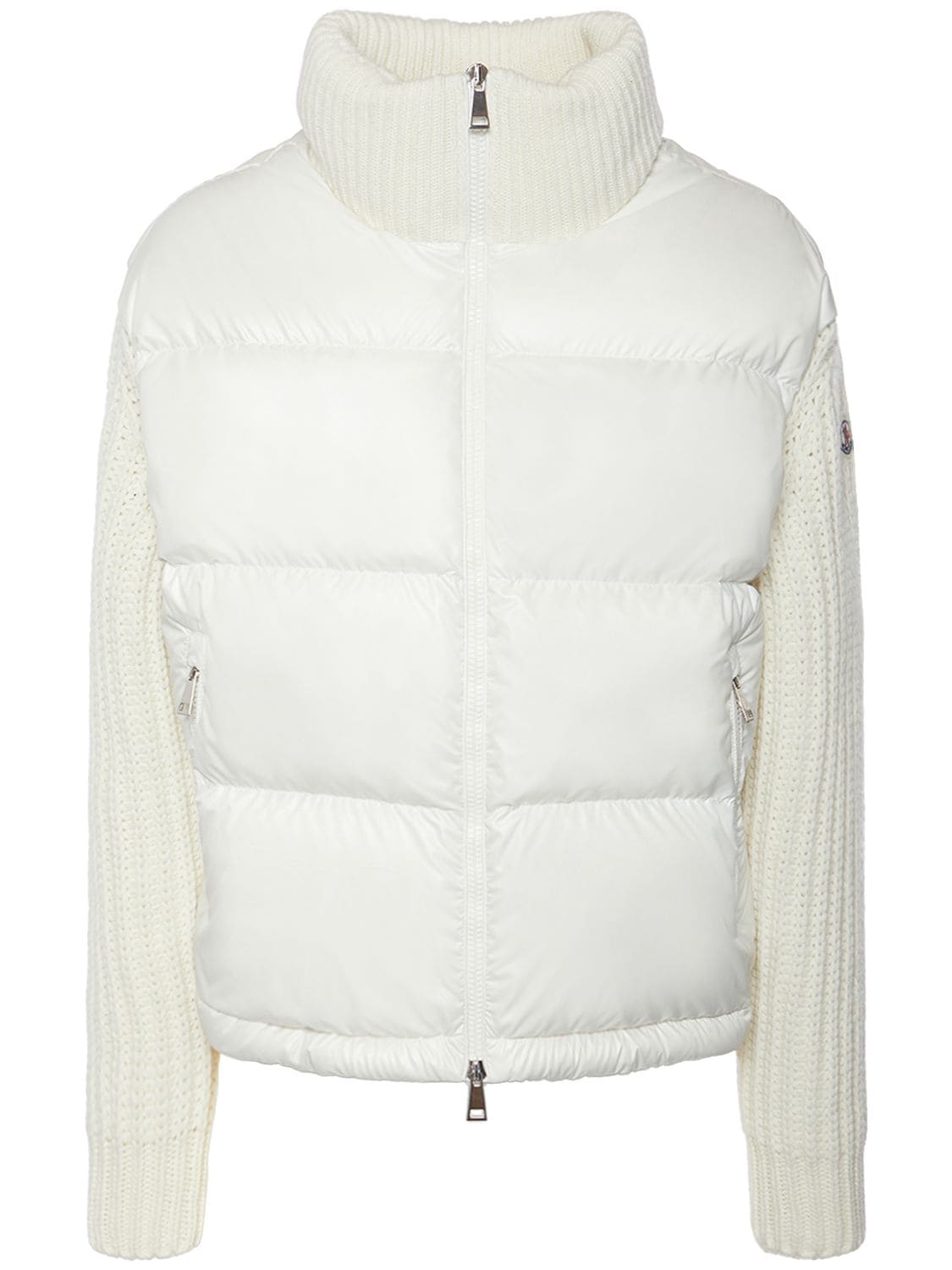 Moncler Tricot Wool Blend Cardigan In White