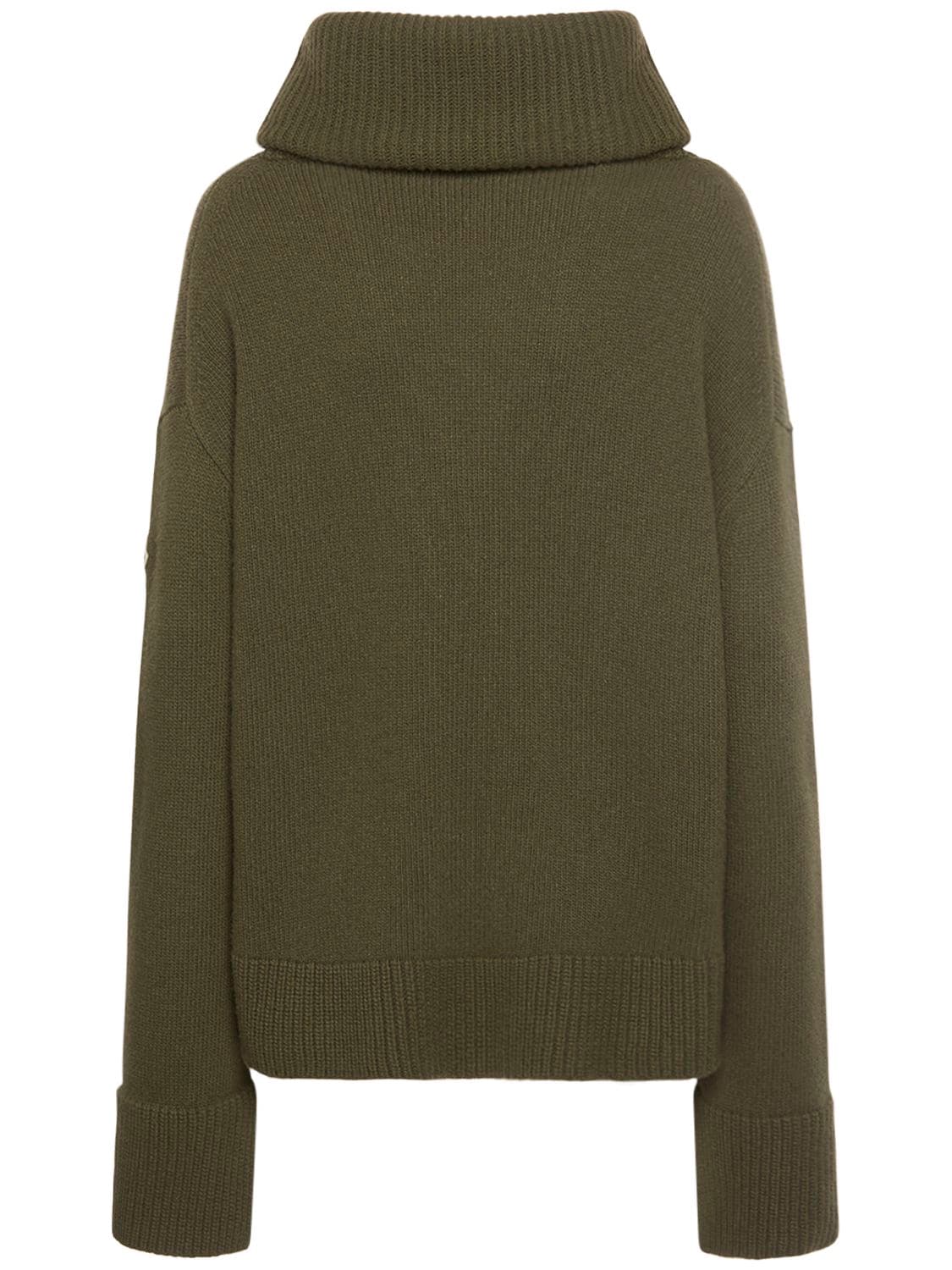Shop Moncler Tricot Wool Knit Turtleneck Sweater In Green