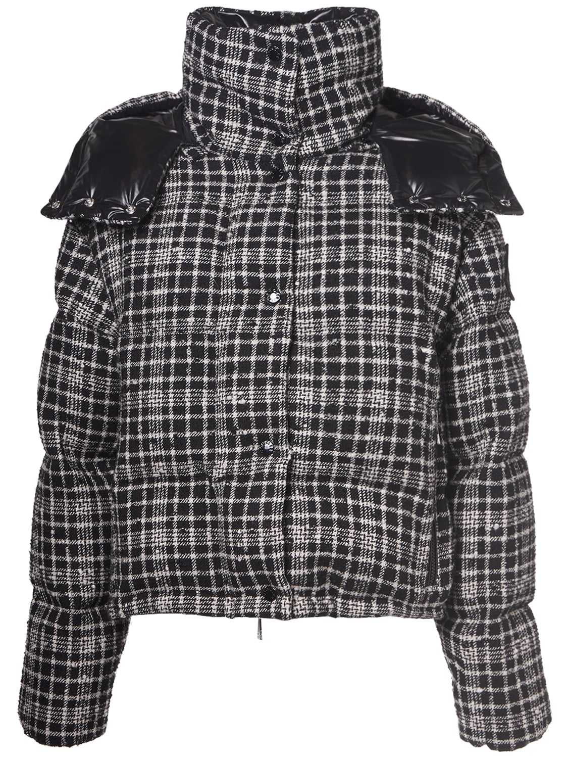 Moncler Outarde Wool Blend Down Jacket In Black,white
