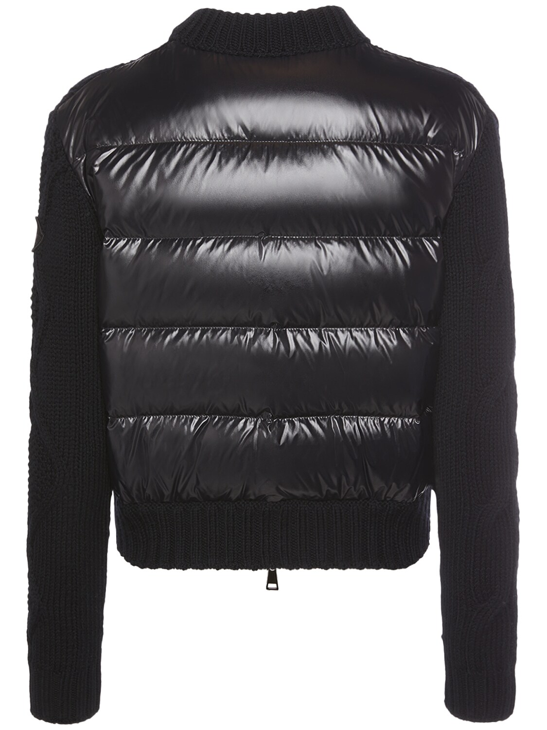 Shop Moncler Tricot Wool Down Cardigan In Black