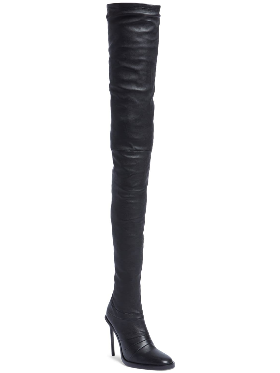 Shop Ann Demeulemeester 110mm Adna Leather High Heel Boots In Black