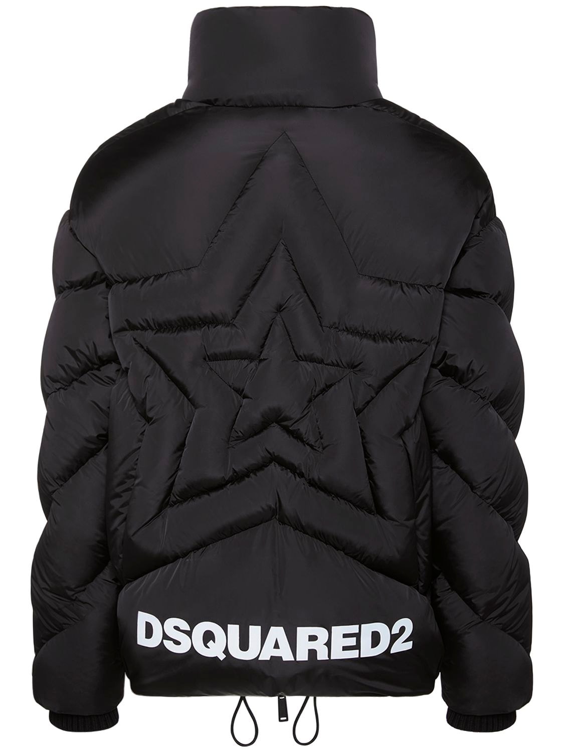 Dsquared2 Logo Star Puffer Jacket In Black