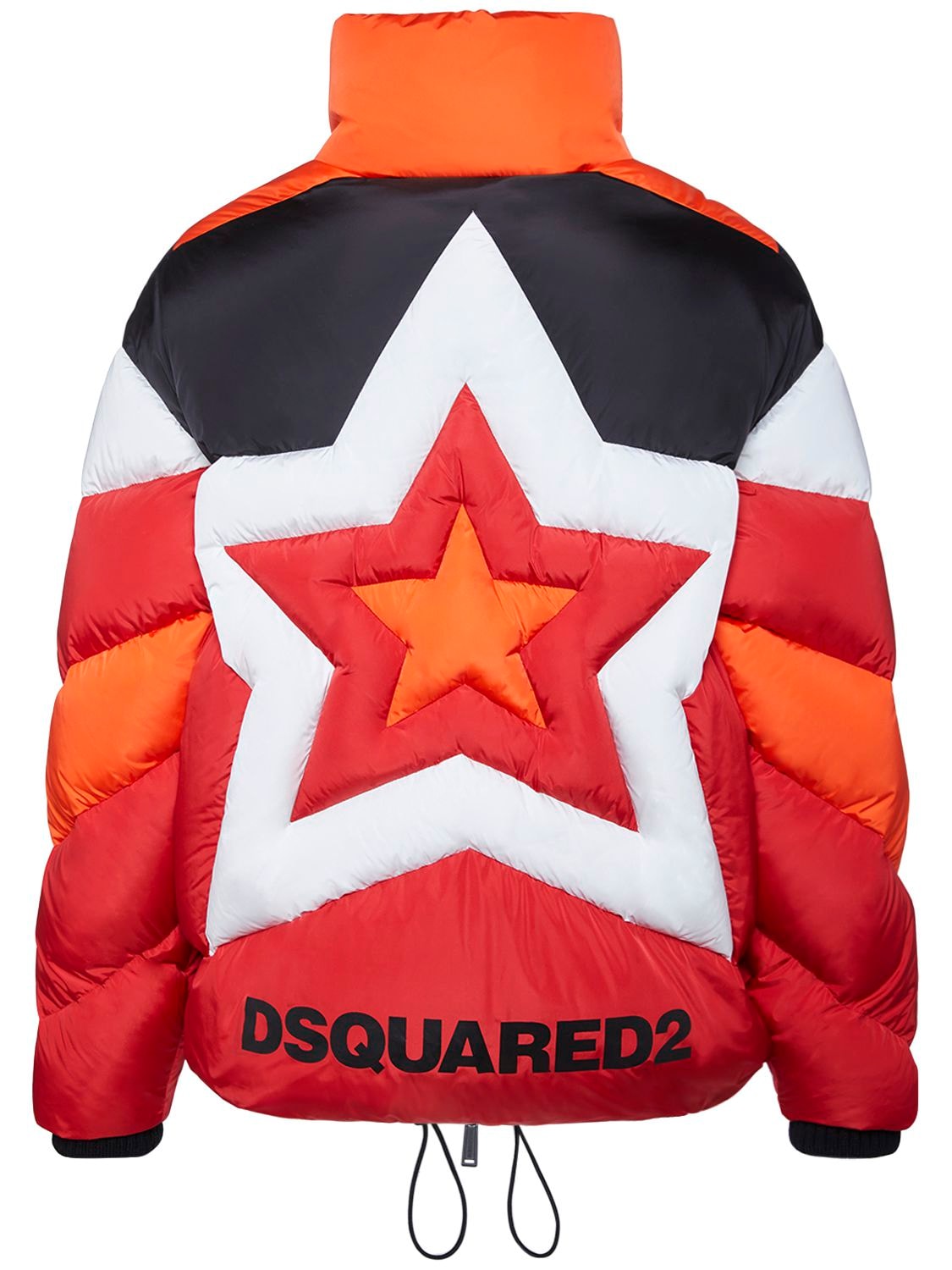 Dsquared2 Logo Star Puffer Jacket In Red Pepper