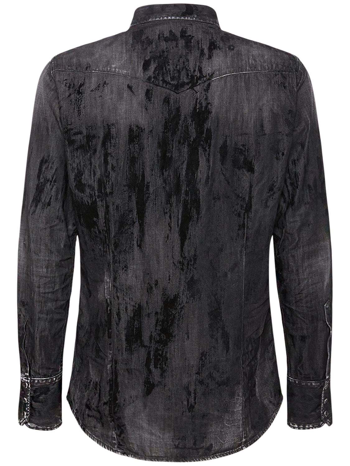 Shop Dsquared2 Western Denim Shirt In Black