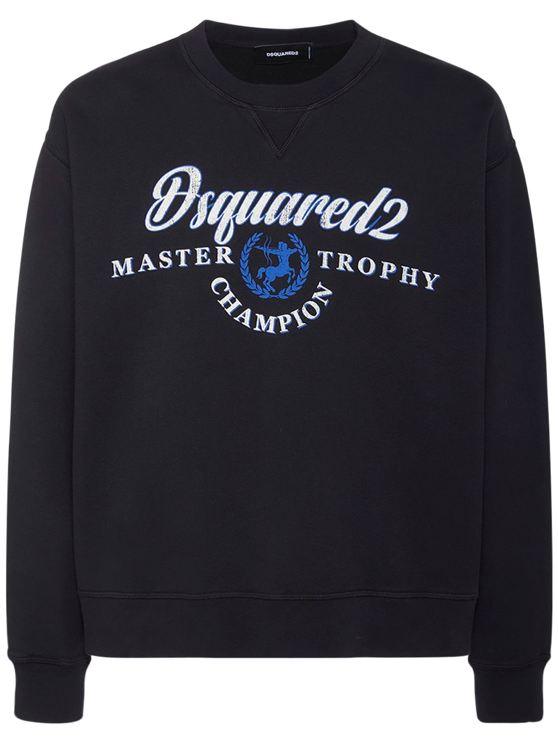 Dsquared2 Printed Cotton Crewneck Sweatshirt In Black