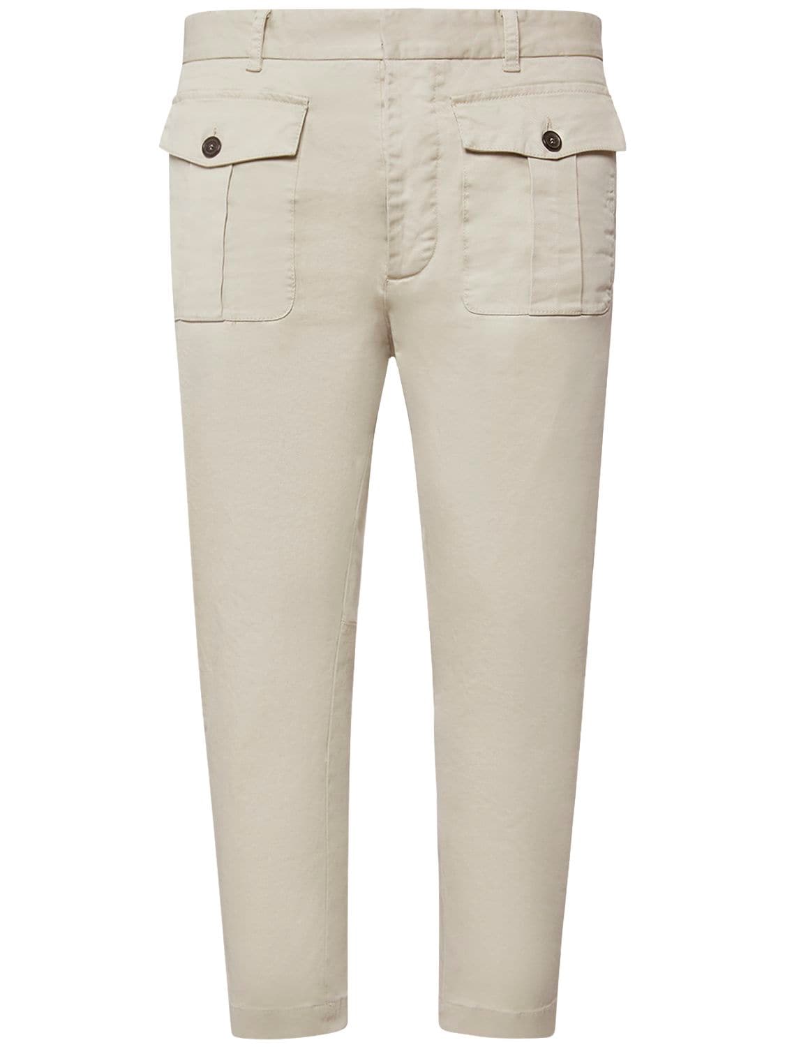 Dsquared2 Stretch Cotton Drill Cargo Pants In Stone