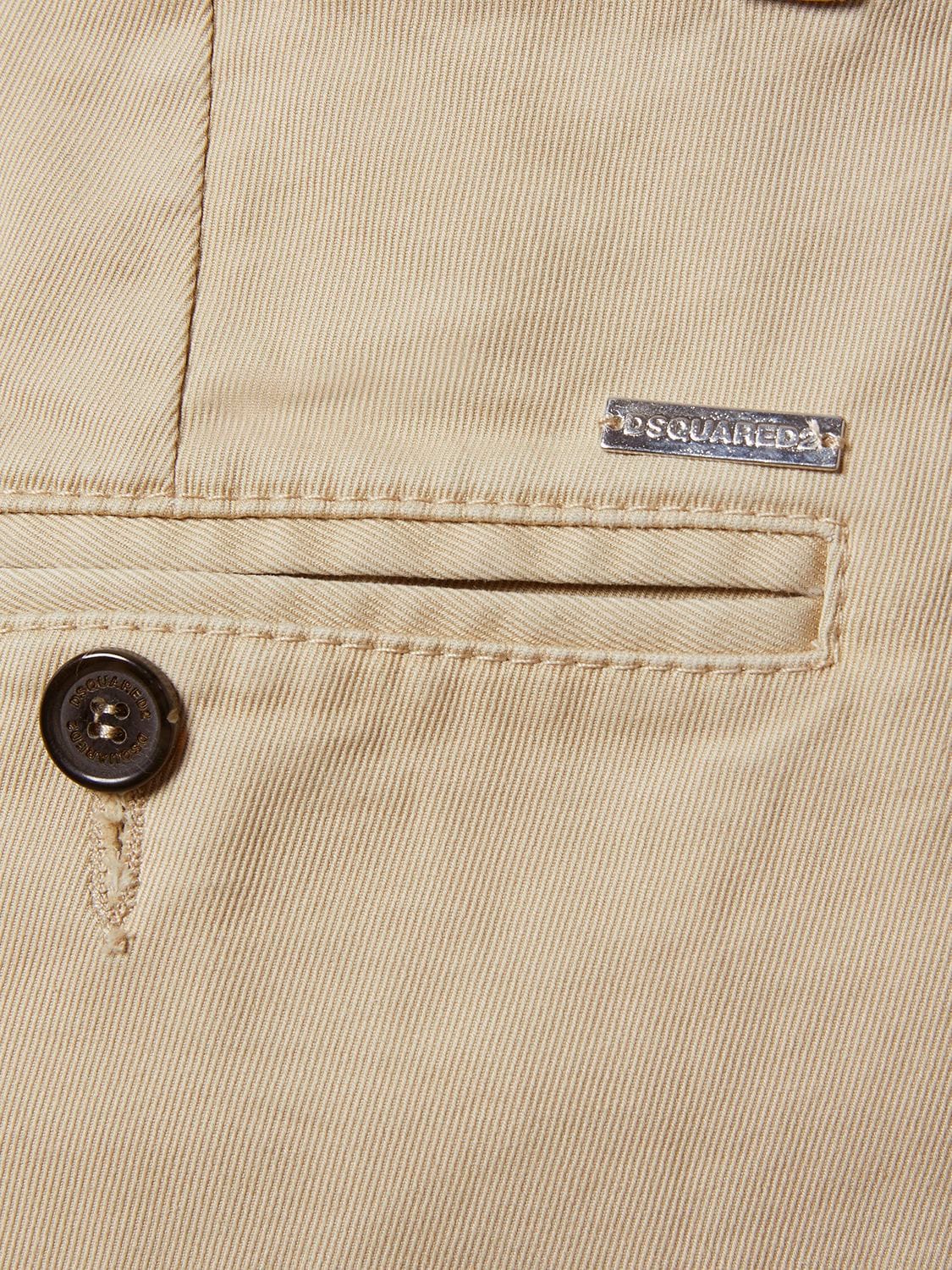 Dsquared2 Stretch Cotton Drill Cargo Trousers In Desert Tan