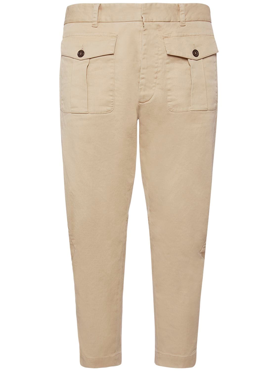 Dsquared2 Stretch Cotton Drill Cargo Pants In Desert Tan