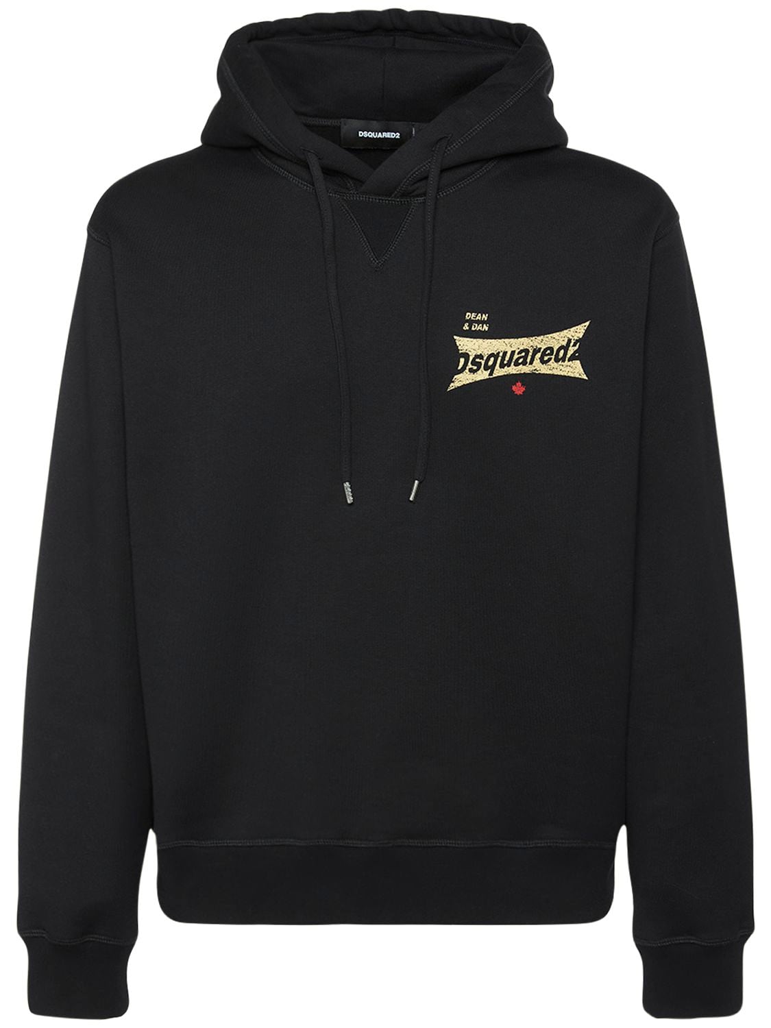 Dsquared2 Cool Fit Logo Cotton Hoodie In Black