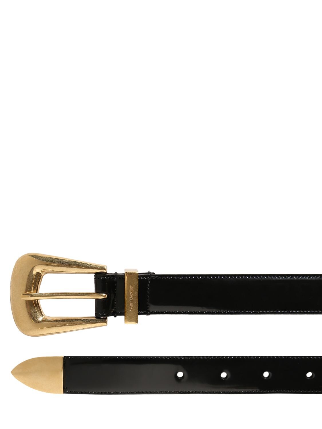 Shop Saint Laurent 30mm Folk Brushed Leather Belt In Black