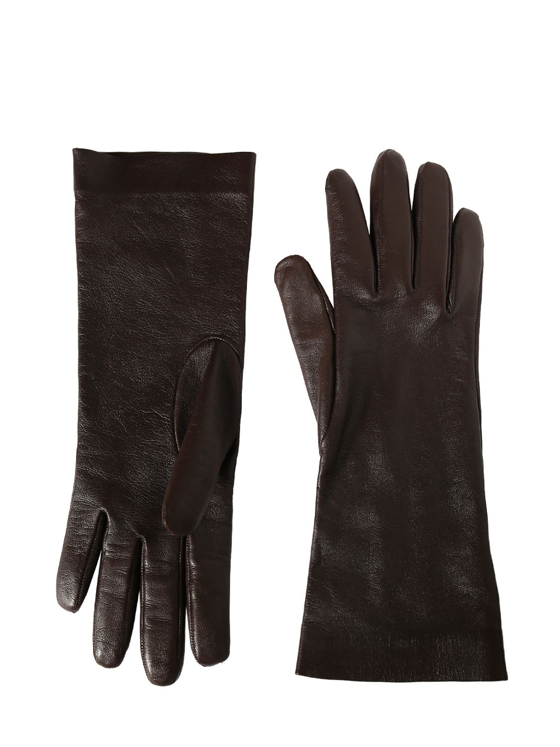 Saint Laurent Leather Gloves In Expresso